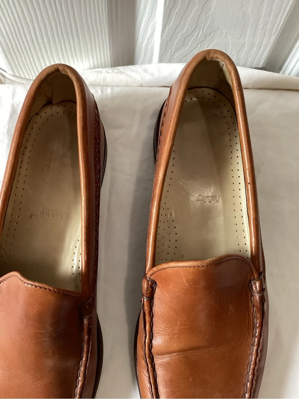 Allen Edmonds Cognac Brown Leather Slip-On Loafers
